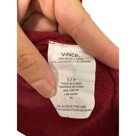 VINCE. Structured Wool-Cashemere Blend Red Oversized Pullover Women's Size Small - Picture 8 of 8